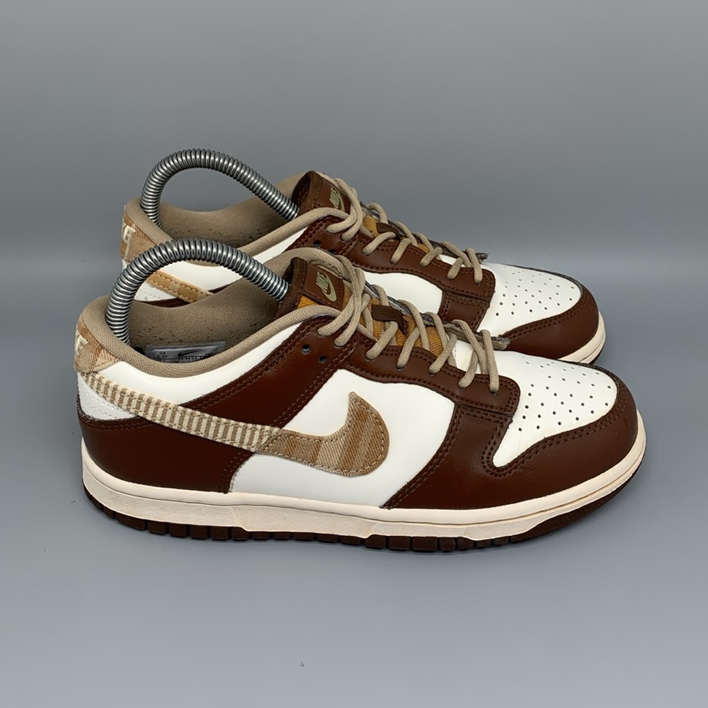 Nike Dunk Low Brown Plaid Skate Shoes FV3653-191 Youth Sz 5.5Y Women's Sz 7